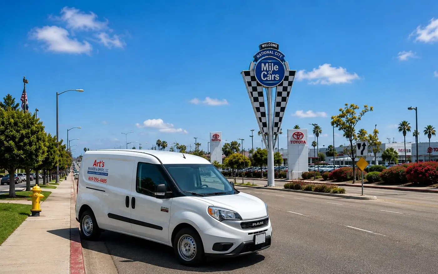 Art's Washers and Dryers service truck in National City, San Diego