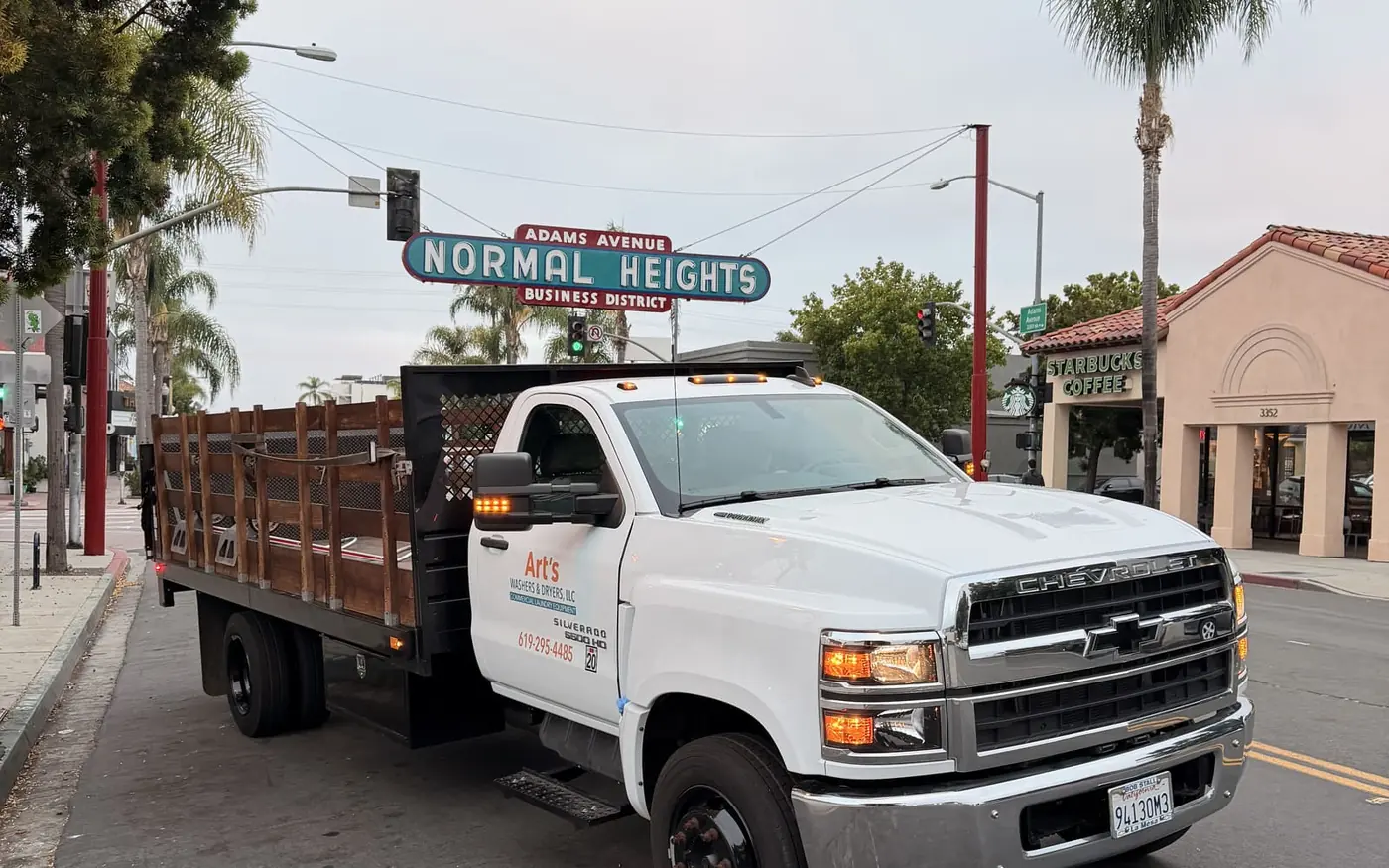 Art's Washers and Dryers service truck in Normal Heights, San Diego